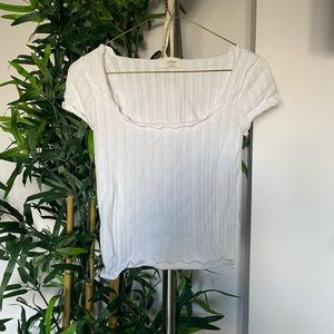 aritzia wilfred white scallop hem top